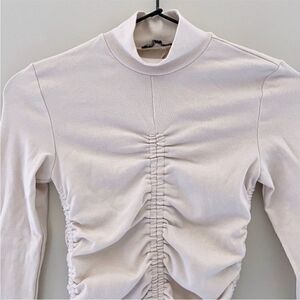 Zara mock neck ruched cream colored top in perfect condition. Size small